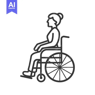 Aset desain premium: Outline Illustration of a Person in a Wheelchair