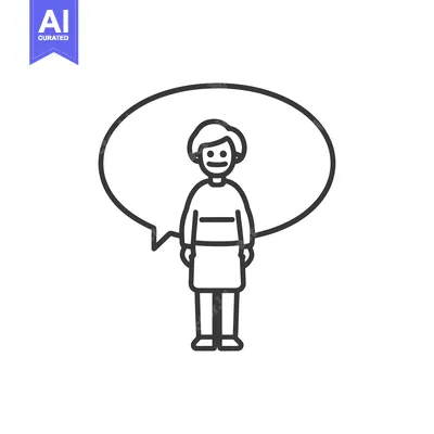 Premium design asset: Outline Illustration of a Person with a Speech Bubble