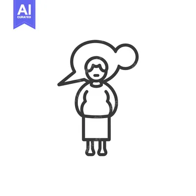 Aset desain premium: Outline Illustration of a Person with a Thought Bubble Above Their Hea
