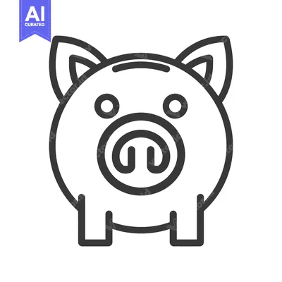 Premium design asset: Outline Illustration of a Piggy Bank