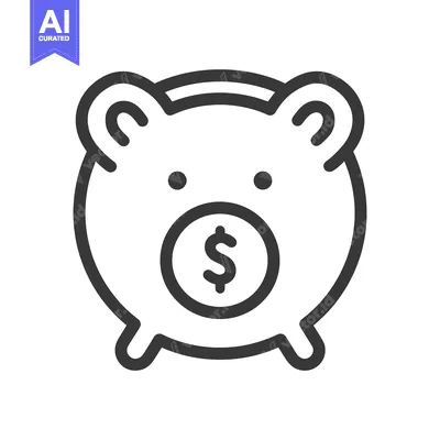 Popular premium asset: Outline Illustration of a Piggy Bank with a Dollar Sign