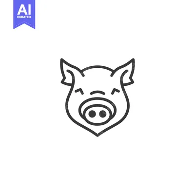 Aset desain premium: Outline Illustration of a Pig's Head