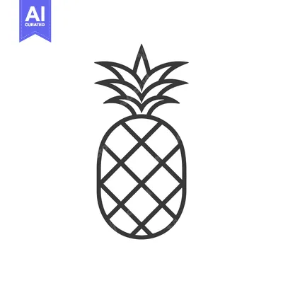 Popular premium asset: Outline Illustration of a Pineapple with a Detailed Pattern