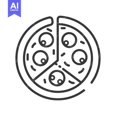 Popular premium asset: Outline illustration of a pizza with five slices