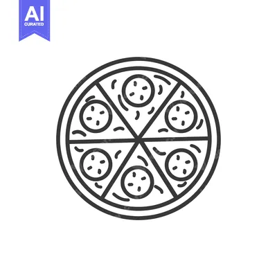 Outline Illustration of a Pizza with Six Pepperoni Slices