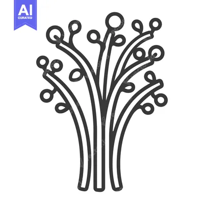 Aset premium populer: Outline illustration of a plant with round fruits