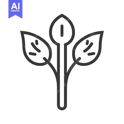 Aset desain premium: Outline Illustration of a Plant with Three Leaves