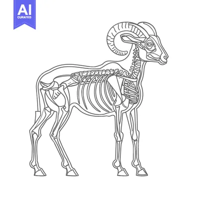 Aset premium populer: Outline Illustration of a Ram's Skeleton