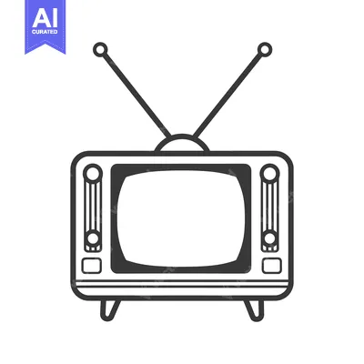 Aset desain premium: Outline illustration of a retro television with antenna
