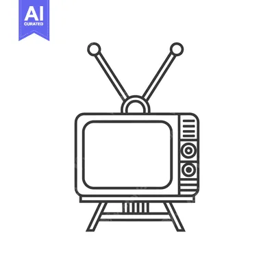 Popular premium asset: Outline Illustration of a Retro Television with Antennae