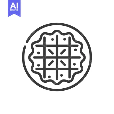 Outline Illustration of a Round Waffle with Wavy Edges