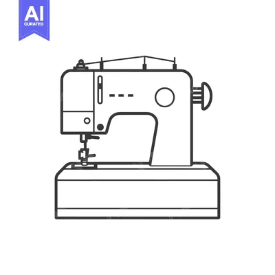 Aset desain premium: Outline illustration of a sewing machine