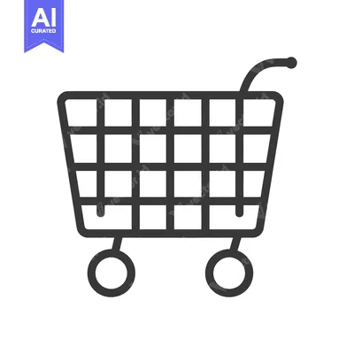 Premium design asset: Outline Illustration of a Shopping Cart with Wheels