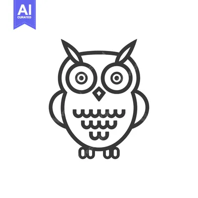 Outline Illustration of a Simple Cartoon Owl