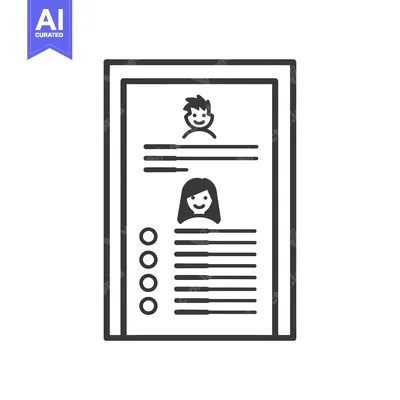 Aset premium populer: Outline Illustration of a Simple Resume Template with  Profile Picture