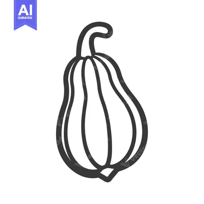 Aset premium populer: Outline Illustration of a Single Butternut Squash