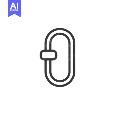 Aset premium populer: Outline illustration of a single, closed carabiner with a gate