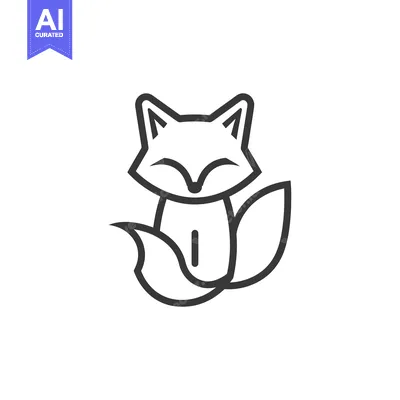 Outline Illustration of a Sitting Fox