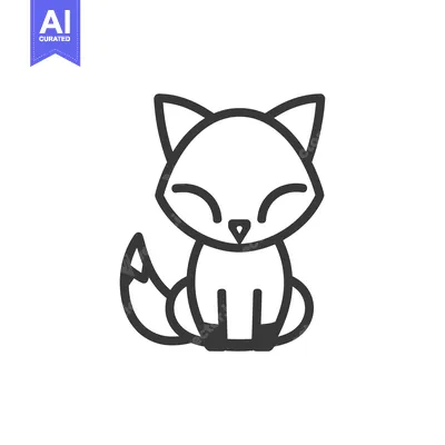 Aset premium populer: Outline Illustration of a Sitting Fox with a Happy Expression