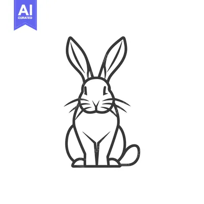 Aset desain premium: Outline Illustration of a Sitting Rabbit