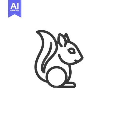Aset desain premium: Outline Illustration of a Sitting Squirrel