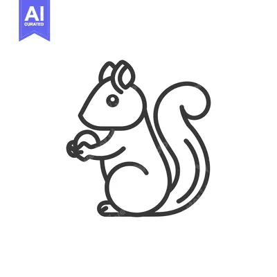 Aset premium populer: Outline Illustration of a Sitting Squirrel