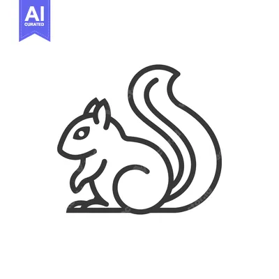 Outline Illustration of a Sitting Squirrel