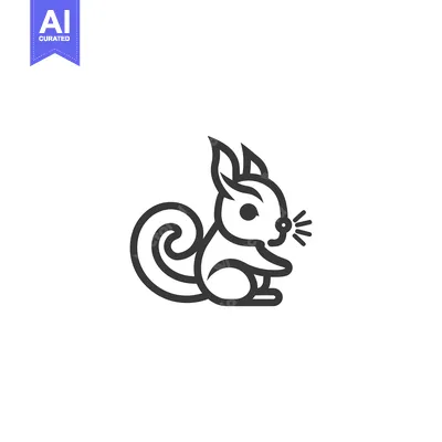 Outline Illustration of a Sitting Squirrel with a Curled Tail