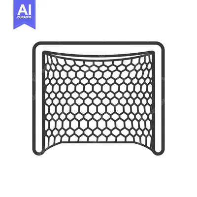 Outline Illustration of a Soccer Goal with Net