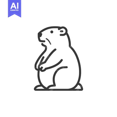 Outline Illustration of a Standing Groundhog