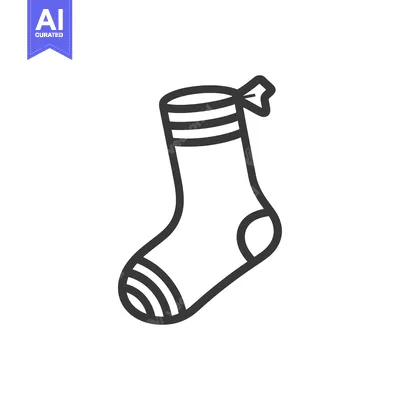 Premium design asset: Outline Illustration of a Striped Sock with a Bow