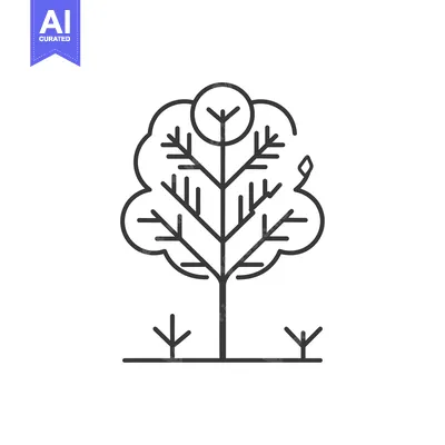 Popular premium asset: Outline illustration of a stylized tree with branches and leaves