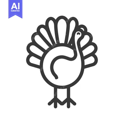 Aset desain premium: Outline Illustration of a Thanksgiving Turkey