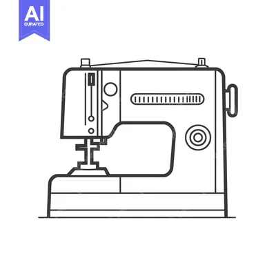 Aset premium populer: Outline Illustration of a Traditional Sewing Machine