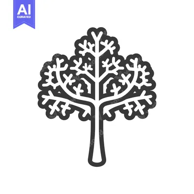 Popular premium asset: Outline Illustration of a Tree with a Thick Trunk and Sparse Branches