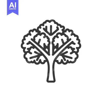 Aset desain premium: Outline Illustration of a Tree with Three Branches