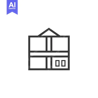 Aset desain premium: Outline illustration of a two-story house with a triangular roof