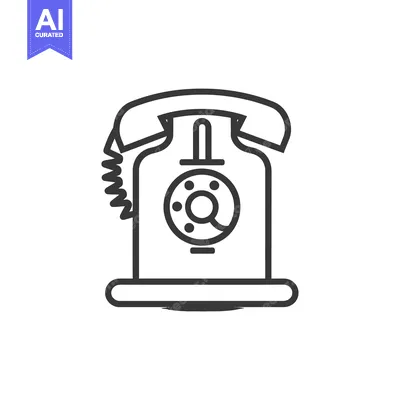 Premium design asset: Outline Illustration of a Vintage Rotary Dial Phone