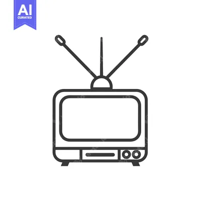 Outline Illustration of a Vintage Television with Antenna