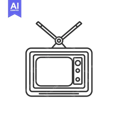 Aset desain premium: Outline Illustration of a Vintage Television with Antenna