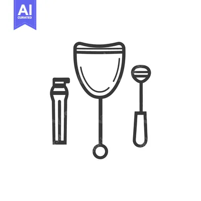 Outline Illustration of a Water Filter, a Milk Frother, and a Coffee T