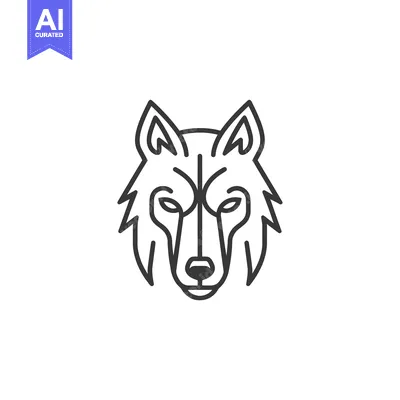 Aset desain premium: Outline Illustration of a Wolf's Face