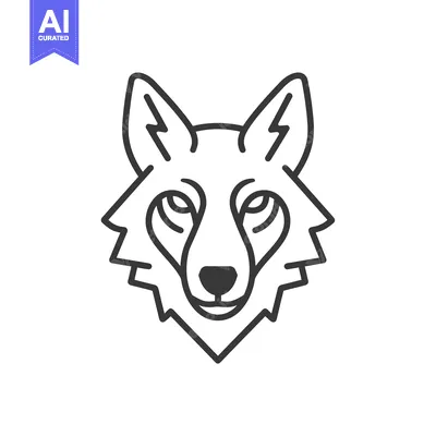 Aset desain premium: Outline illustration of a wolf's head