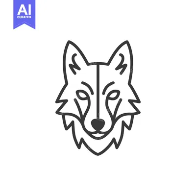 Aset desain premium: Outline Illustration of a Wolf's Head