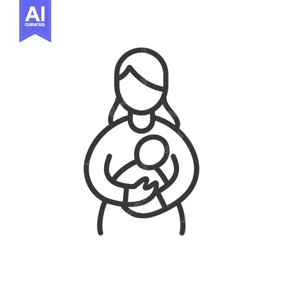 Aset premium populer: Outline Illustration of a Woman Holding a Baby