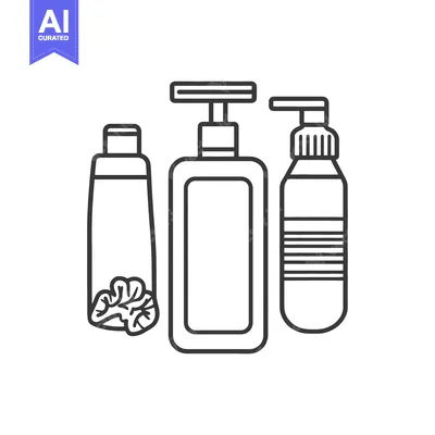 Outline Illustration of Three Different-Shaped Bottles of Liquid Soap