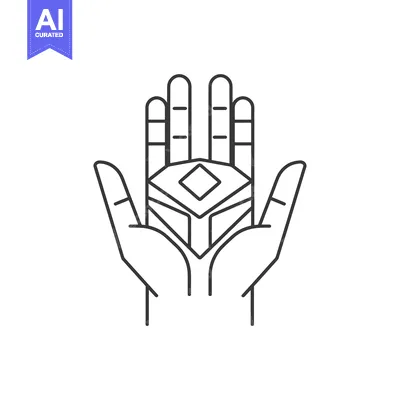 Aset desain premium: Outline Illustration of Two Hands Holding a Square Object