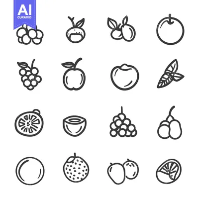 Premium design asset: Outline Illustrations of Various Fruits and Berries