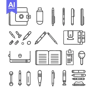 Popular premium asset: Outline Illustrations of Various Writing and Drawing Tools