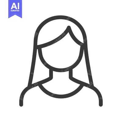 Aset desain premium: A simplified black line drawing of a female figure